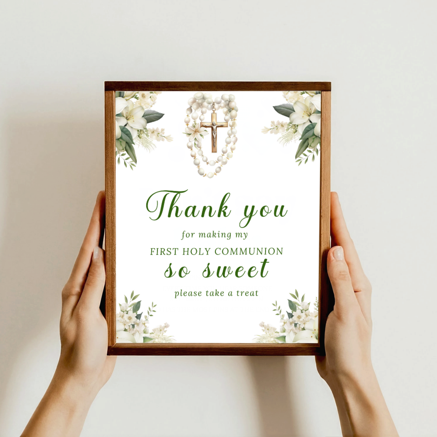 1st Communion Thank You for Coming Sign - Green