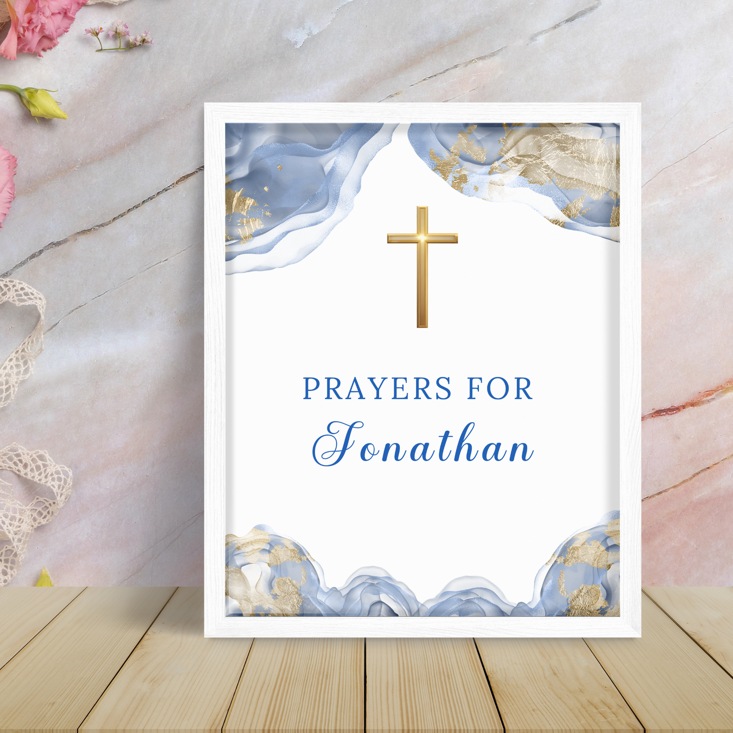 First Communion Prayer Sign and Card - Blue