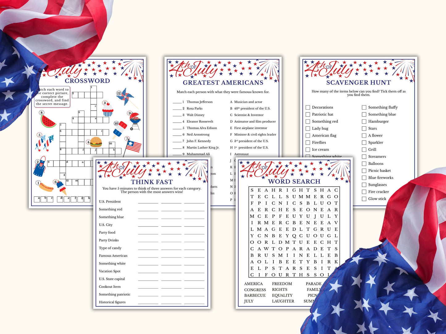 15 Printable 4th of July Games