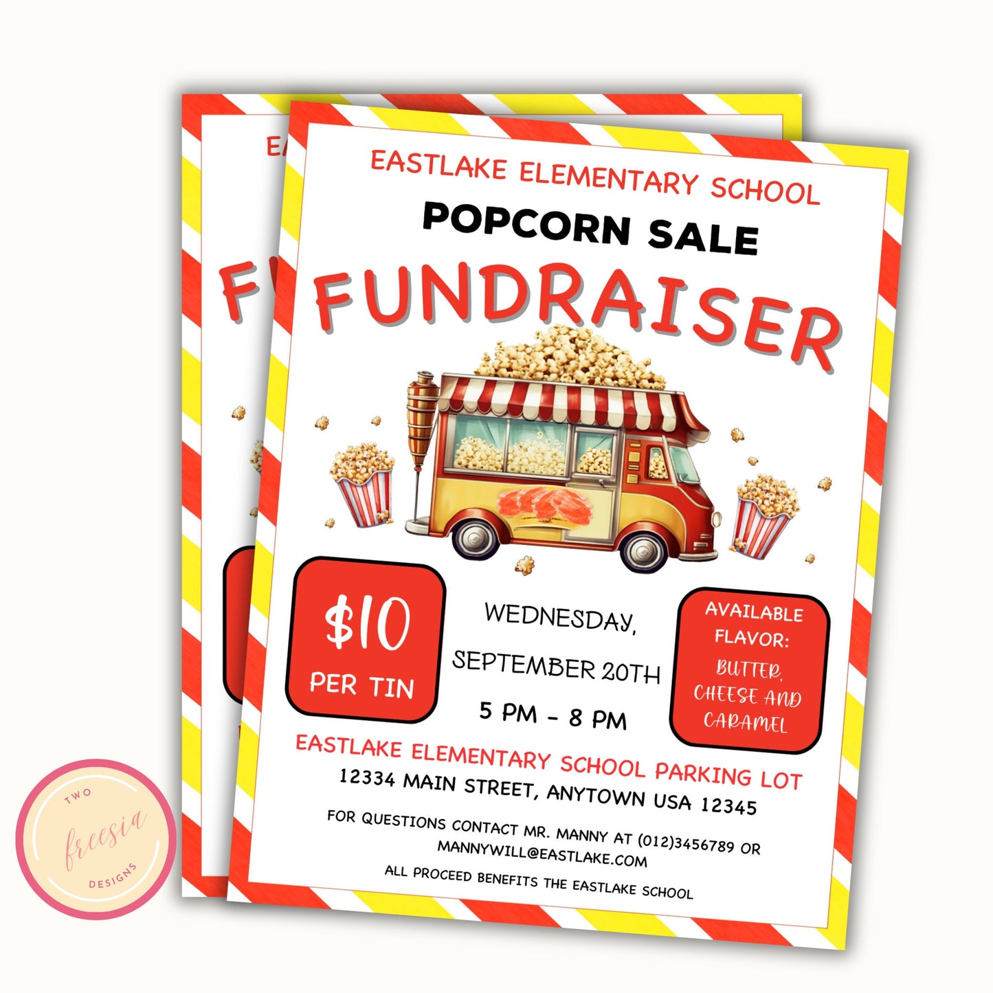 Popcorn Fundraiser Flyer Editable Template