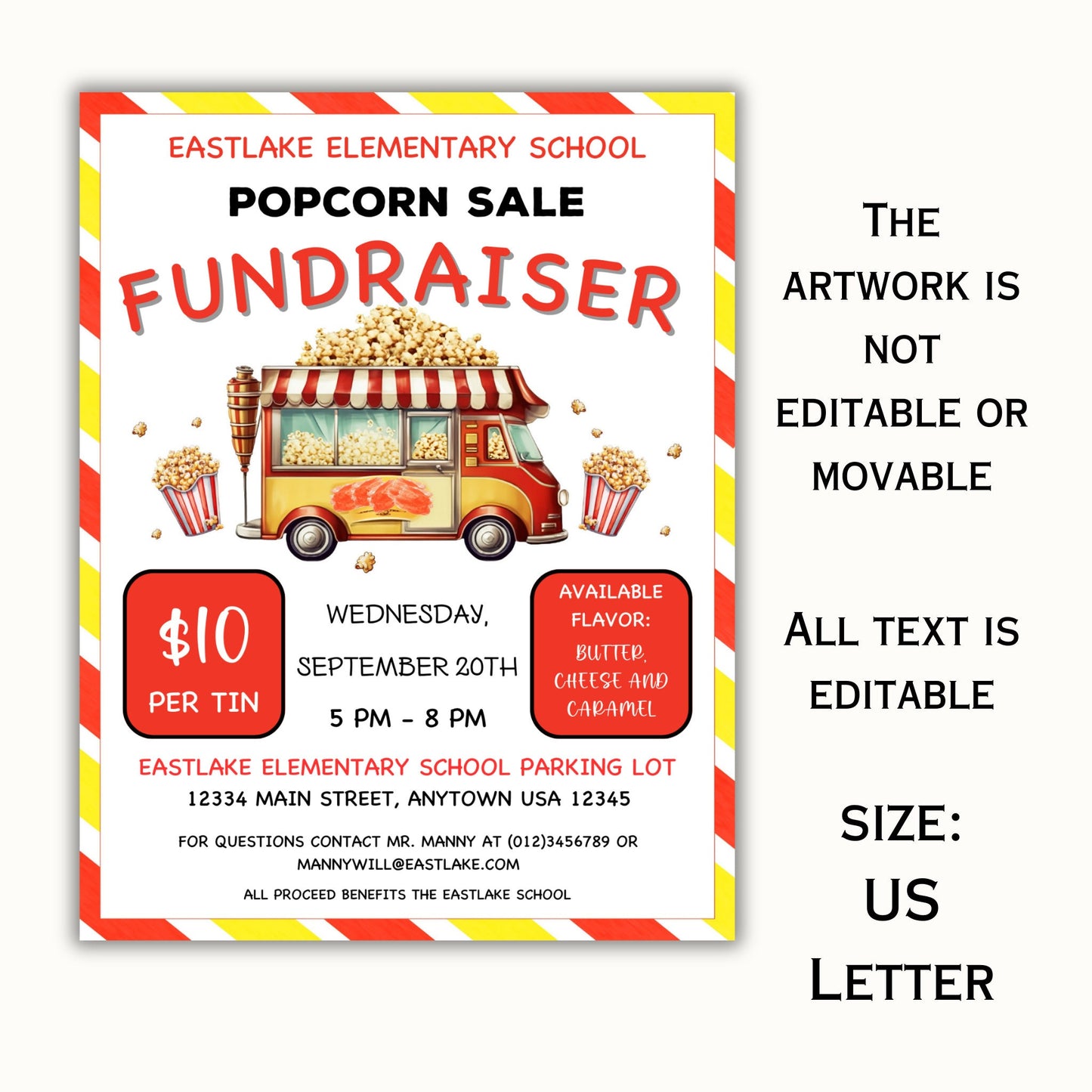 Popcorn Fundraiser Flyer Editable Template