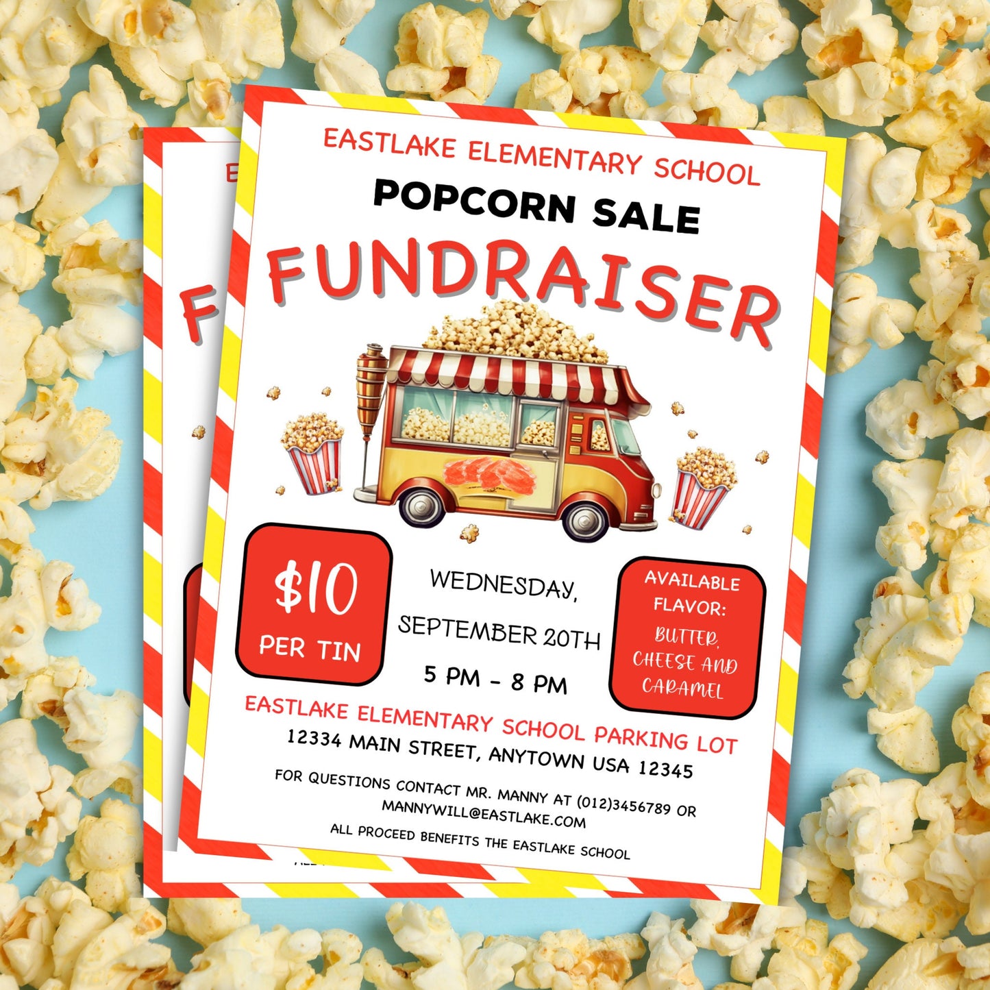 Popcorn Fundraiser Flyer Editable Template