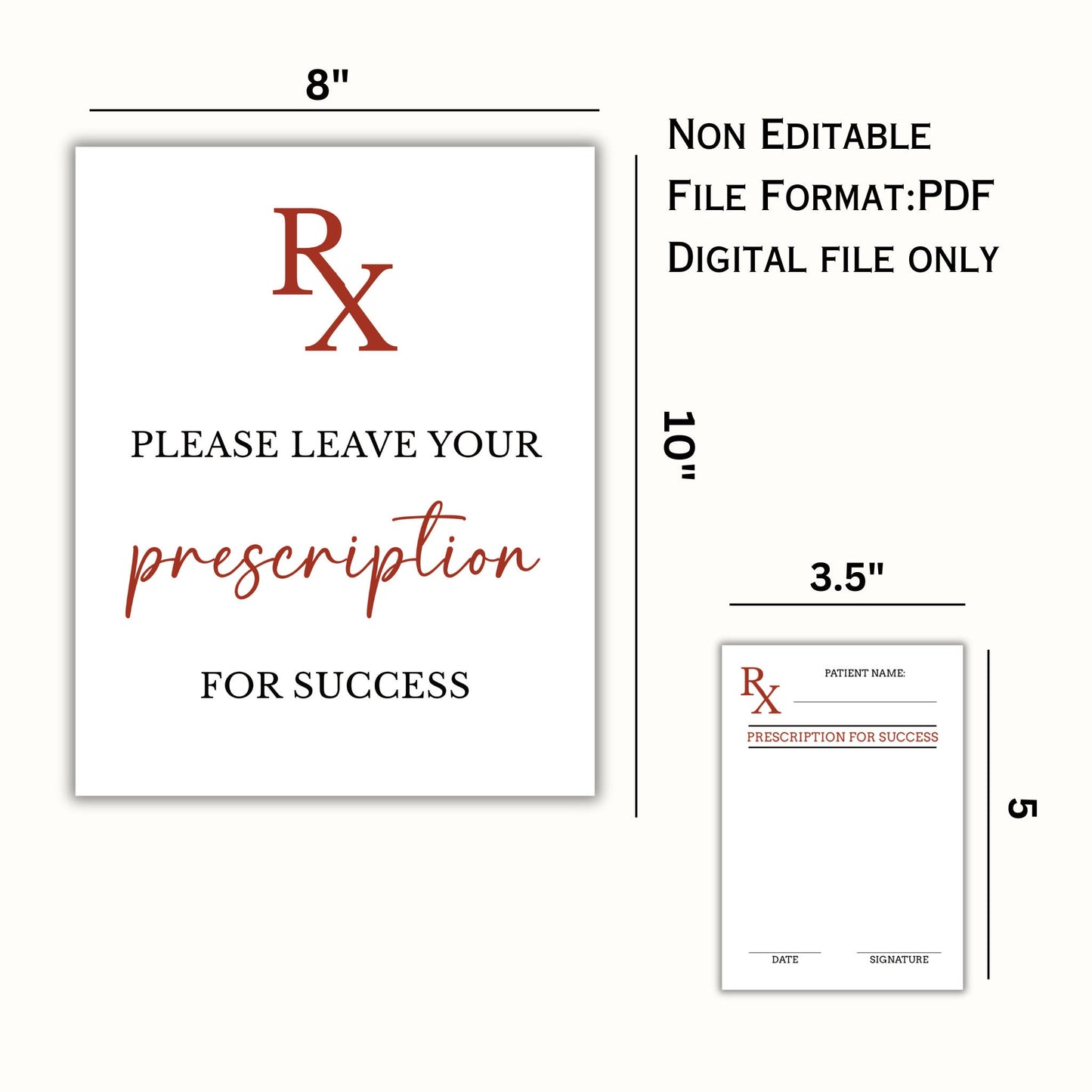 Leave Your Prescription for Success Sign and Advice Card