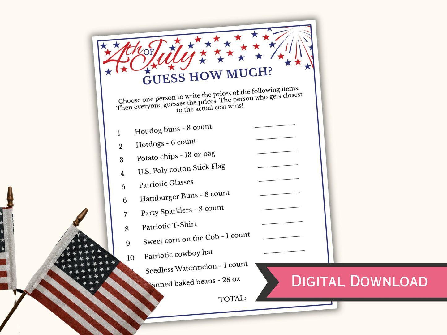 Guess How Much Game - 4th of July