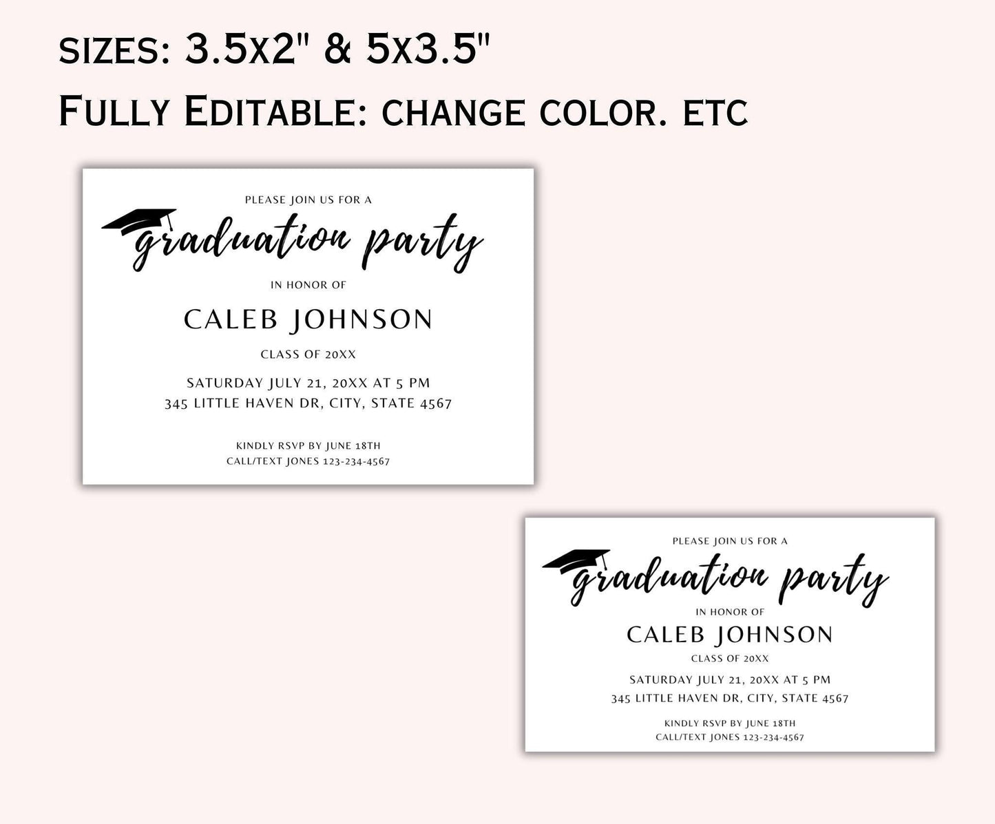 Modern Graduation Party Invitation Insert Card