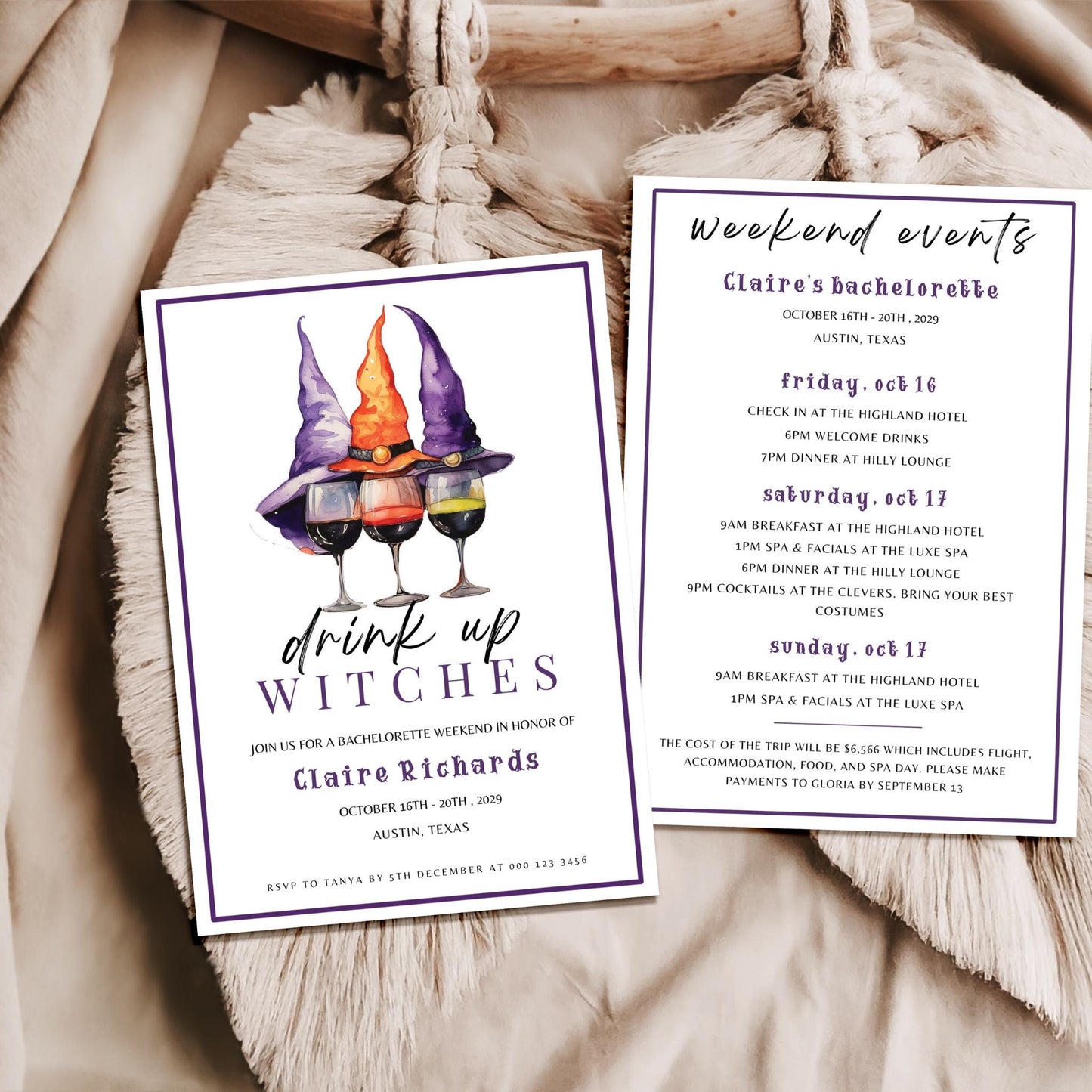 Drink Up Witches Bachelorette Invitation