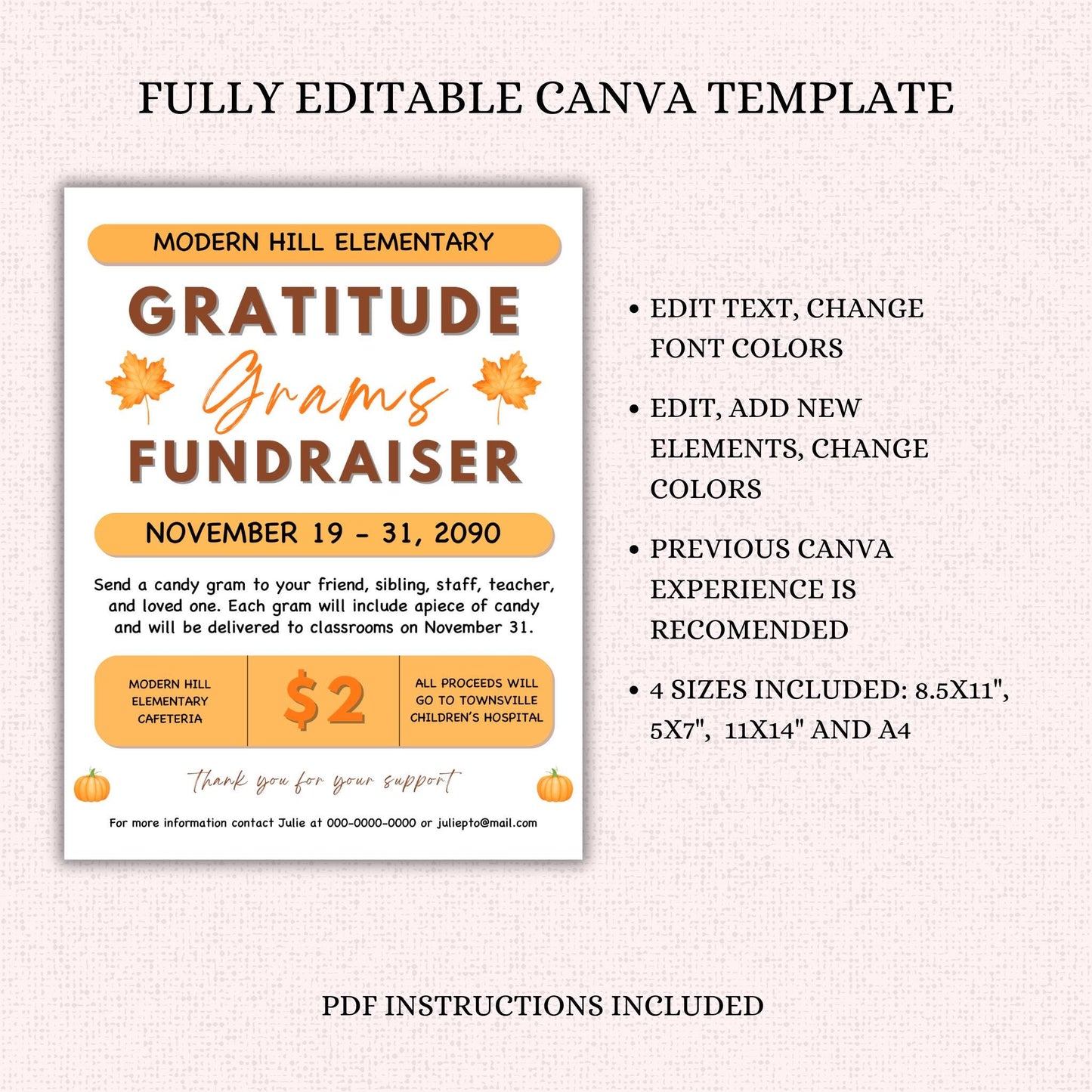 Gratitude Candy Gram Flyer Template