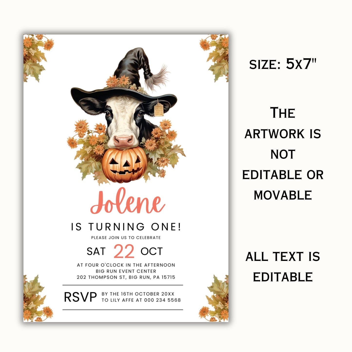 Holy Cow Pumpkin Birthday Party Invitation