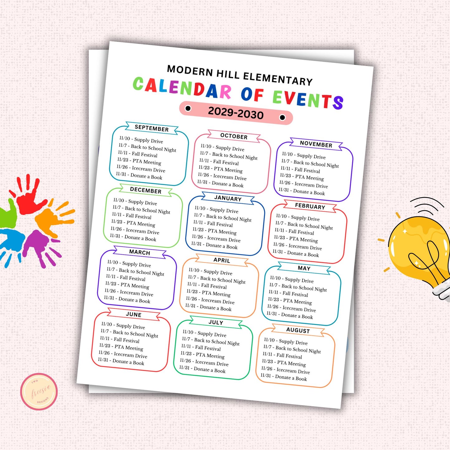PTA Calendar of Events Flyer