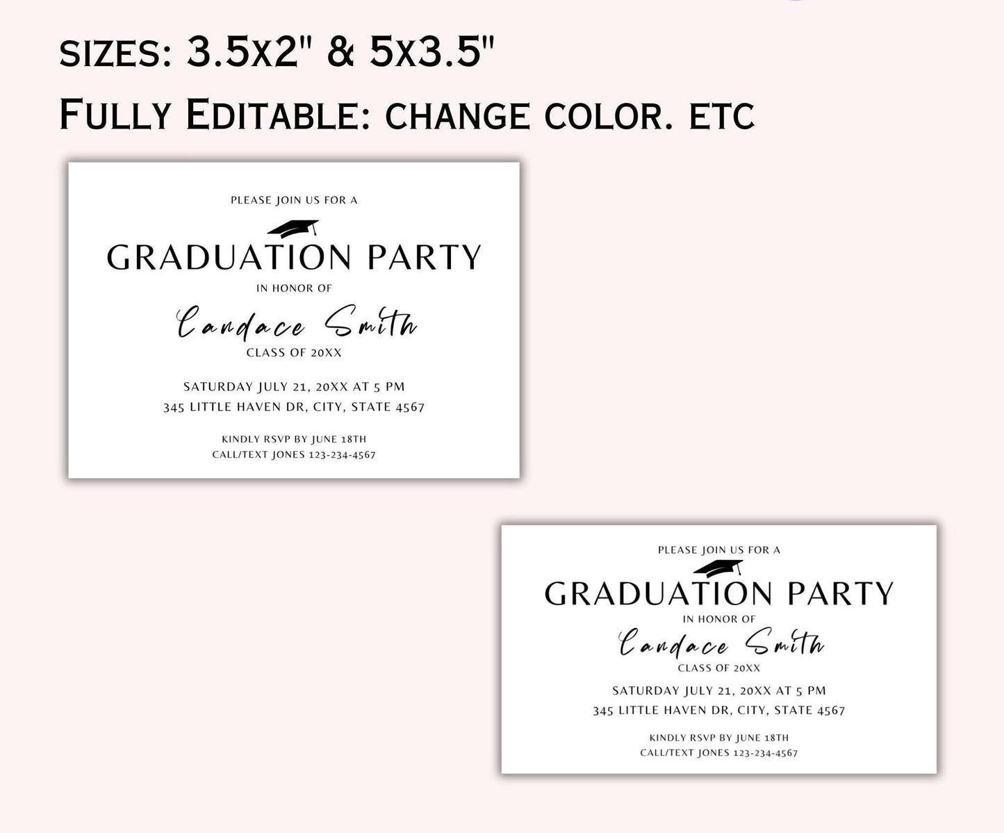 Graduation Party Invitation Insert Card