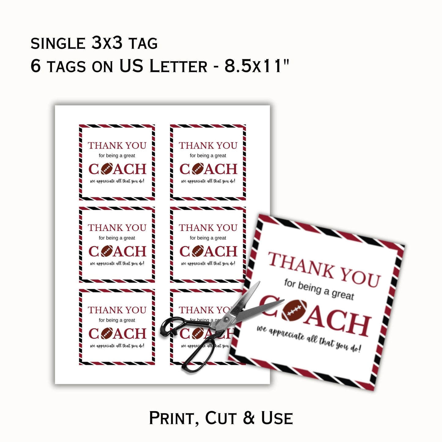 Football Coach Appreciation Tag - Brown