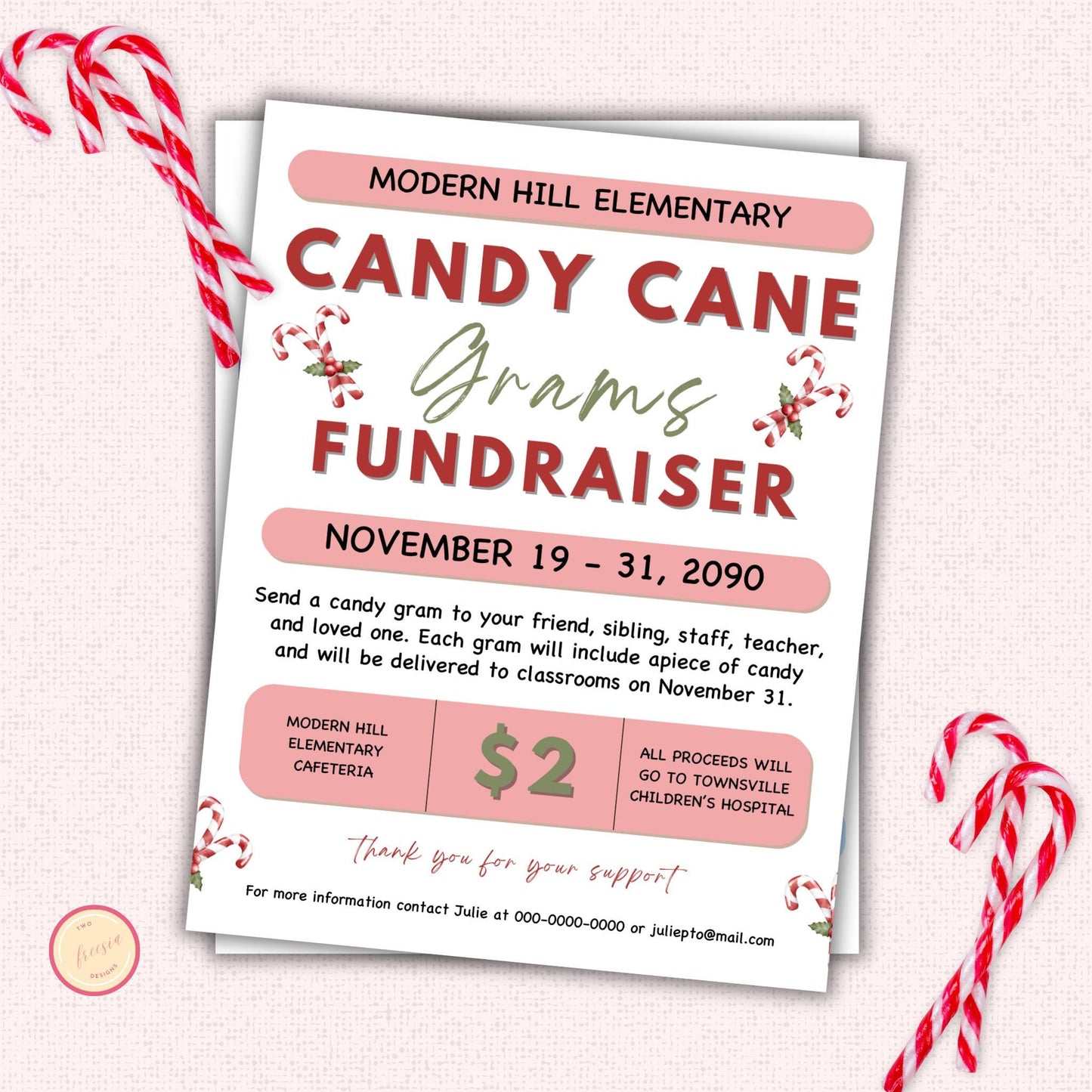 Candy Cane Gram Flyer Template