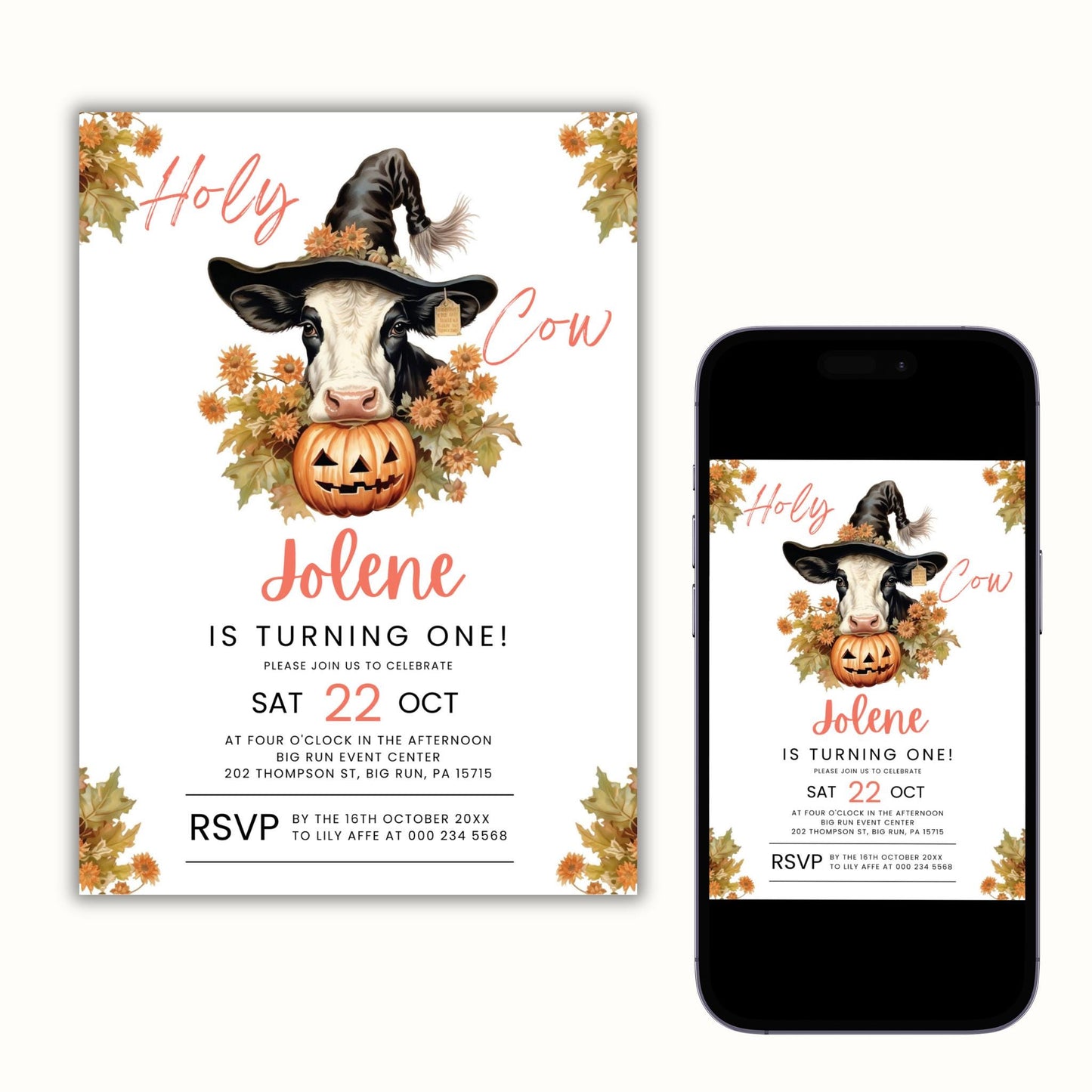 Holy Cow Pumpkin Birthday Invitation