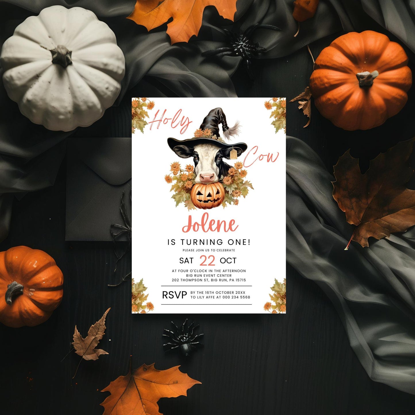 Holy Cow Pumpkin Birthday Invitation