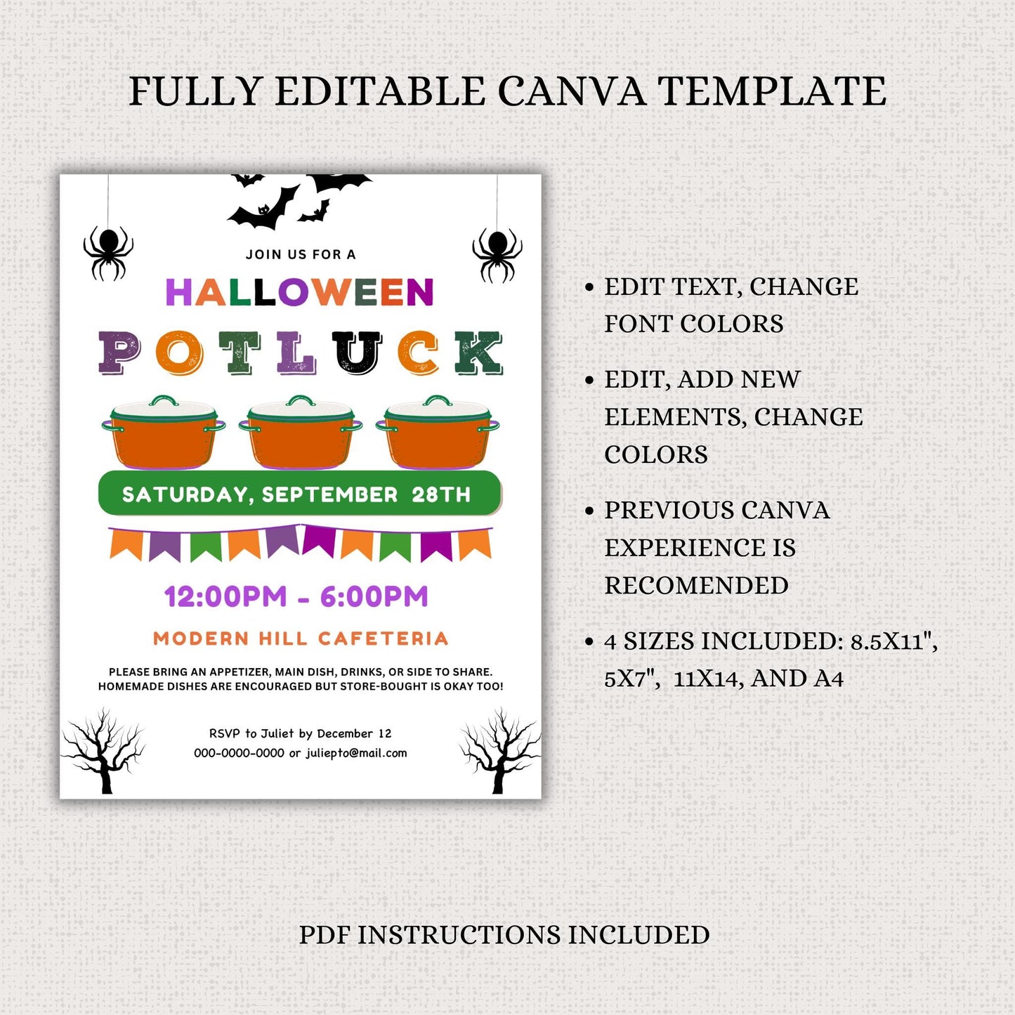 Halloween Potluck Flyer Template
