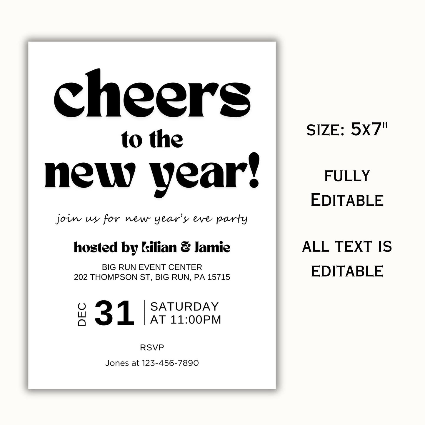 Minimalist New Year's Eve Party Invitation Template