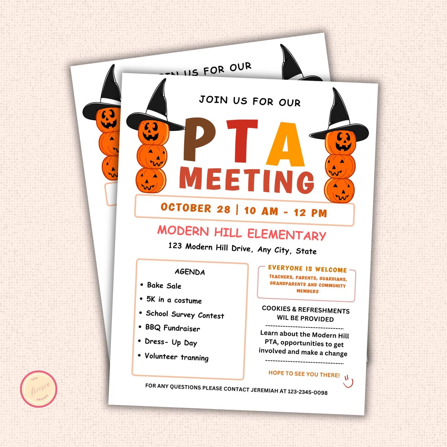 October PTO Monthly Meetings Flyer Template