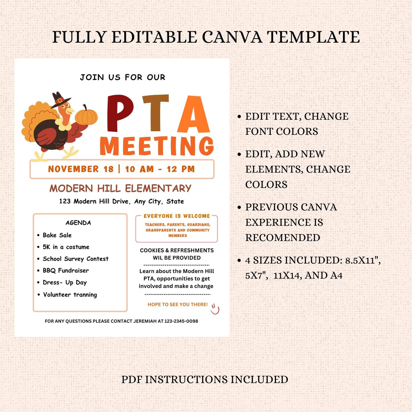 November PTO Monthly Meetings Flyer Template