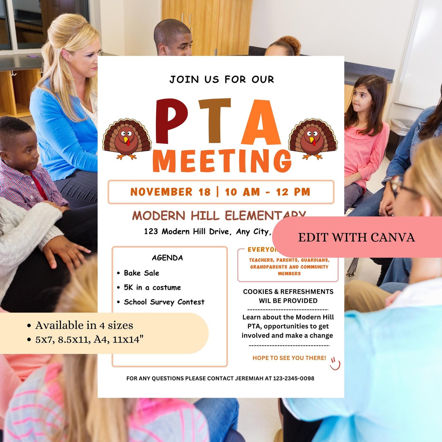 November PTO Monthly Meetings Flyer Template