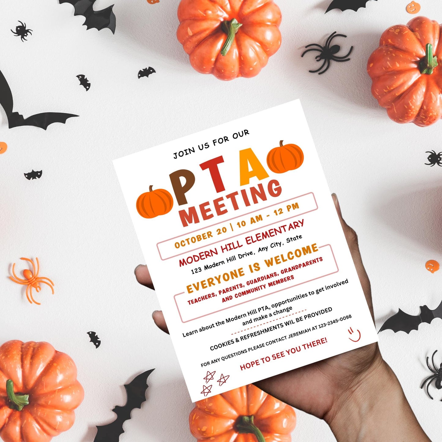 October PTA PTO Monthly Meetings Flyer Template