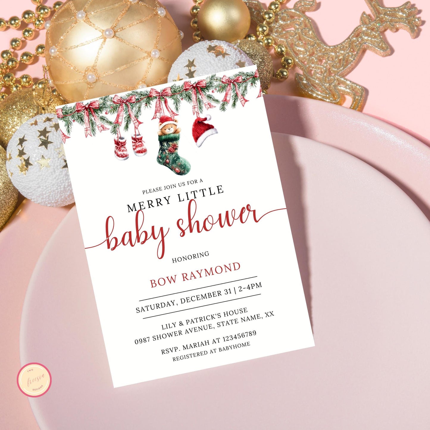 Merry Little Baby Shower Invitation