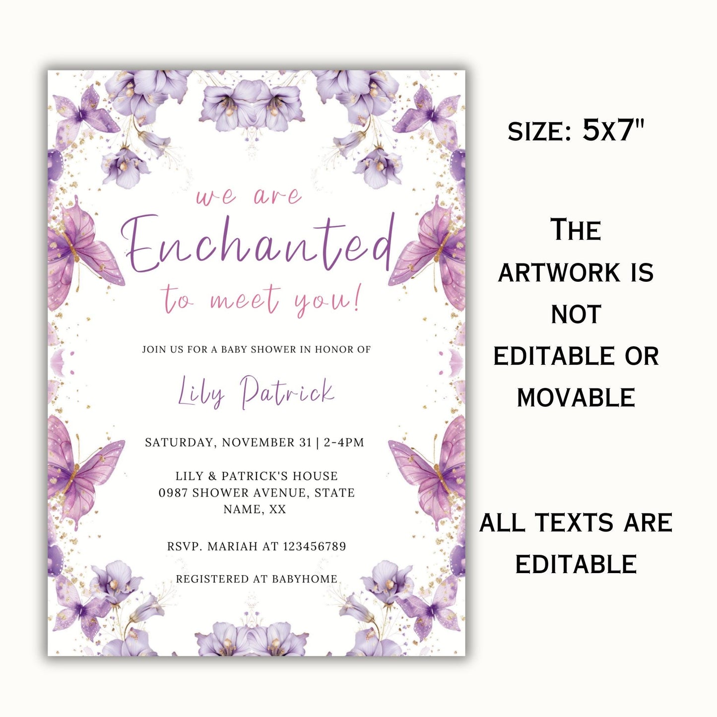 Enchanted to Meet You Baby Shower Invitation