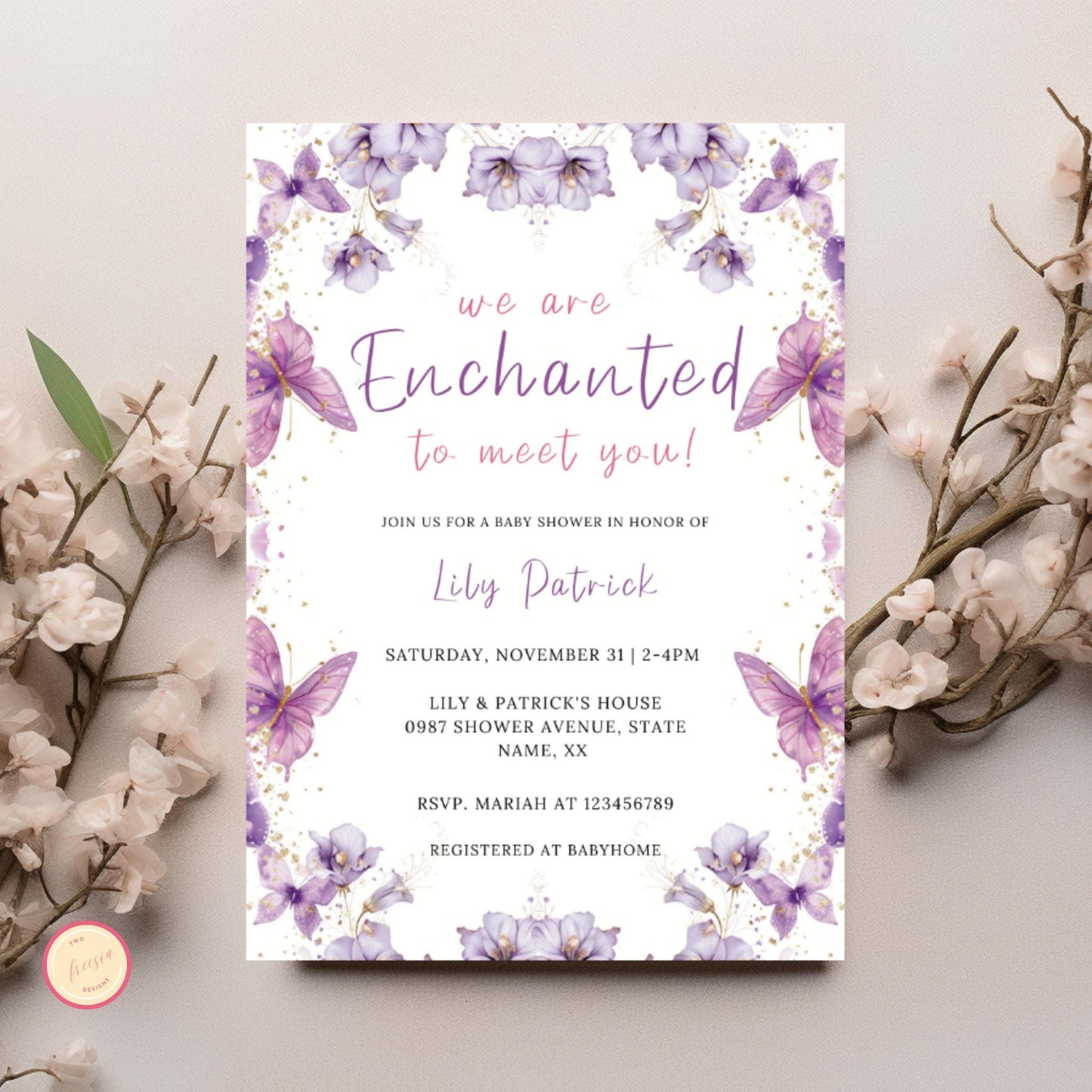 Enchanted to Meet You Baby Shower Invitation
