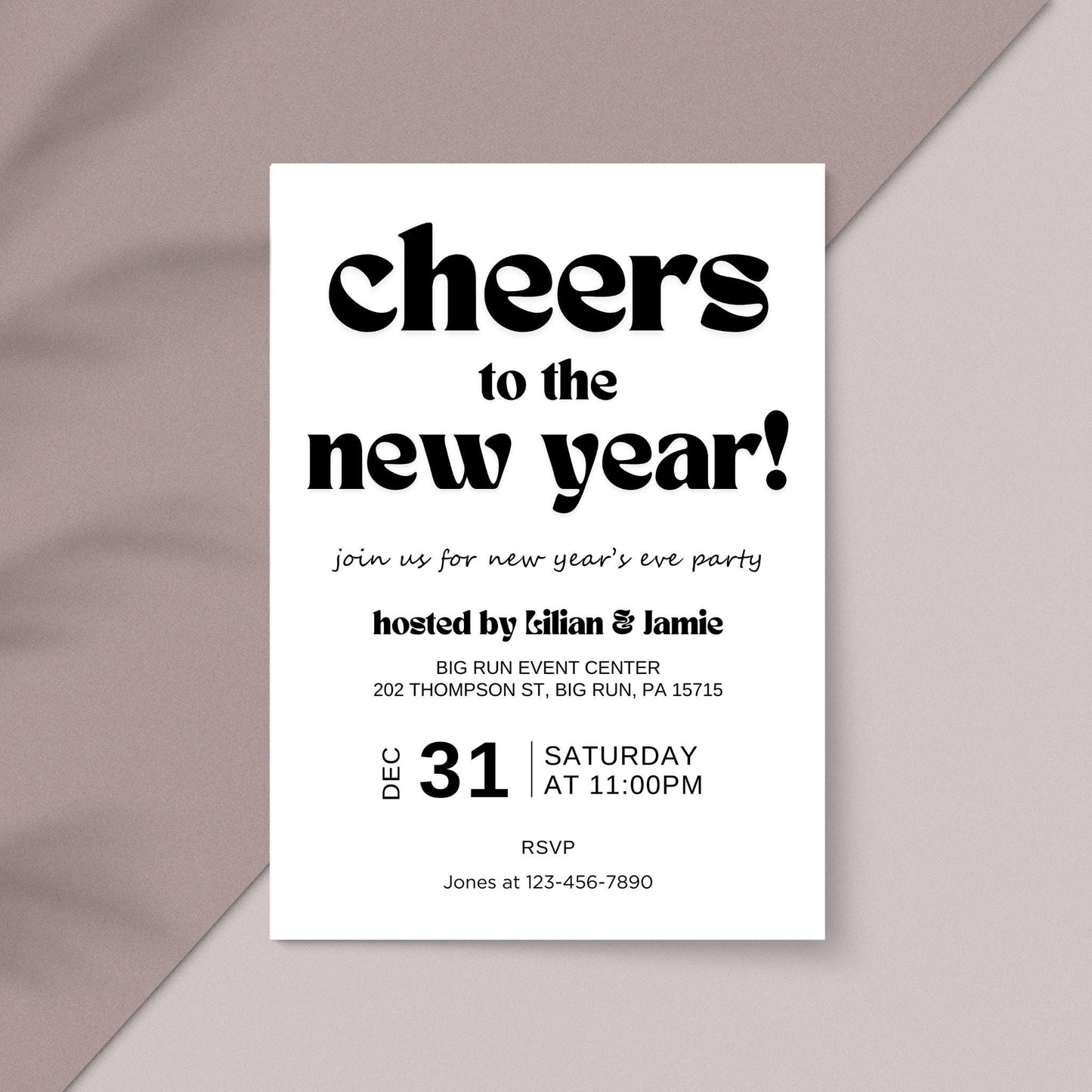 Minimalist New Year's Eve Party Invitation Template