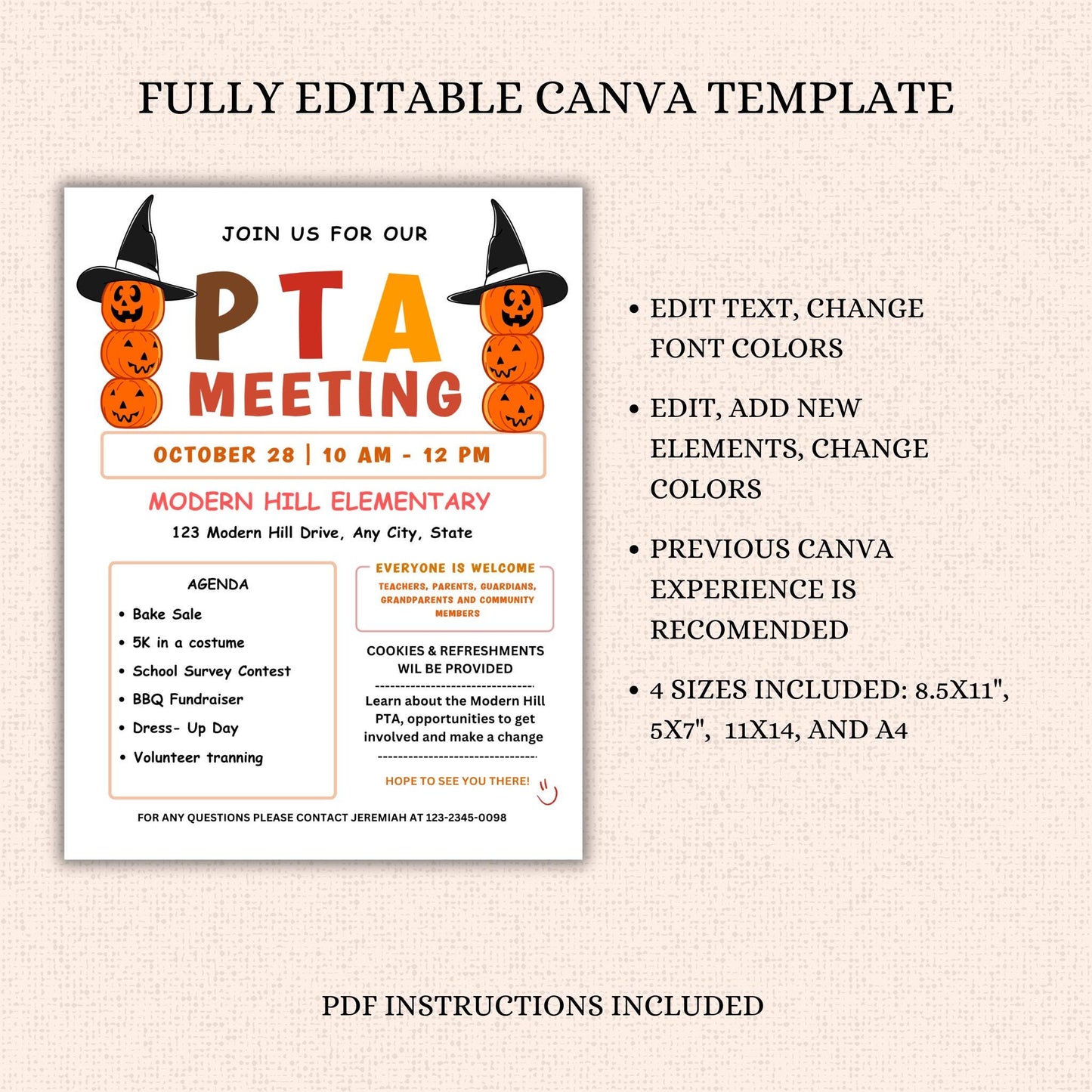 October PTO Monthly Meetings Flyer Template