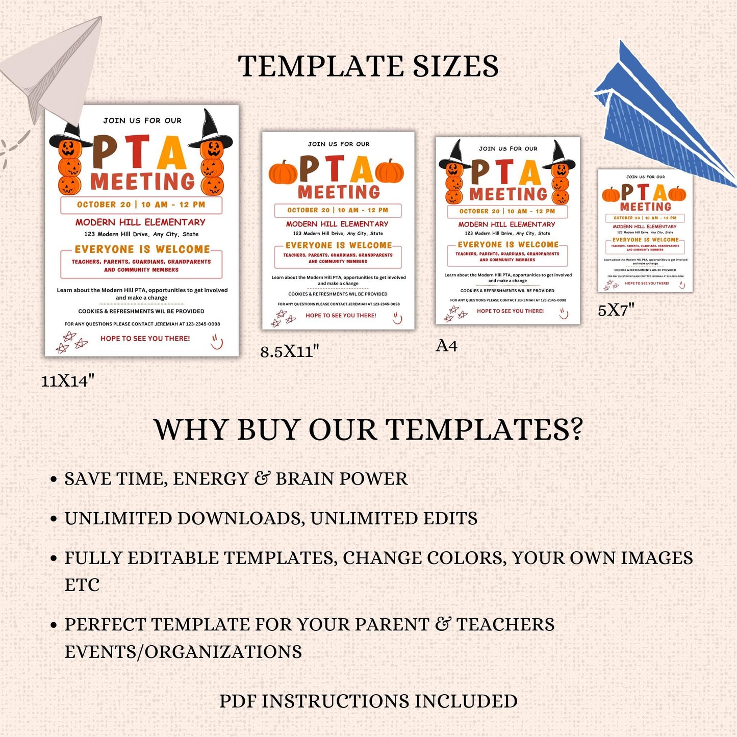 October PTA PTO Monthly Meetings Flyer Template
