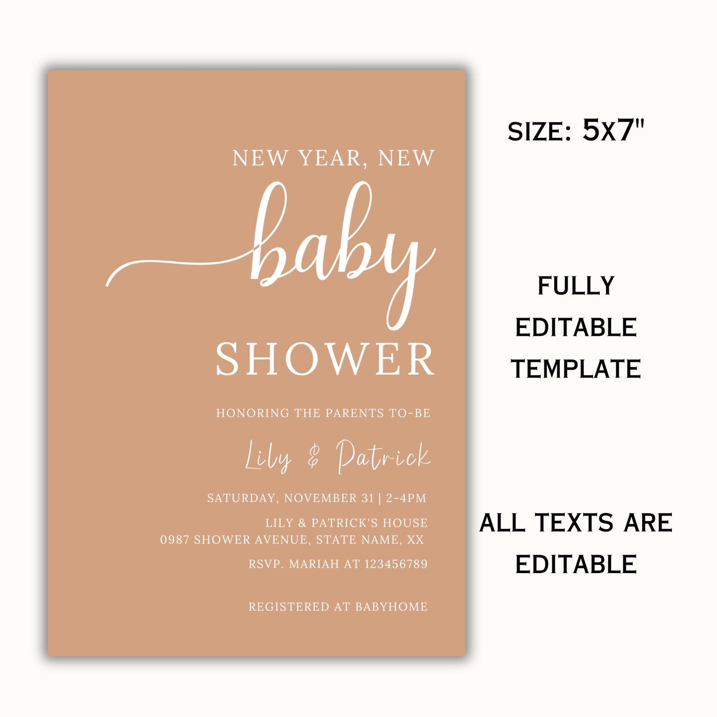 New Year, New Baby Shower Invitation Template