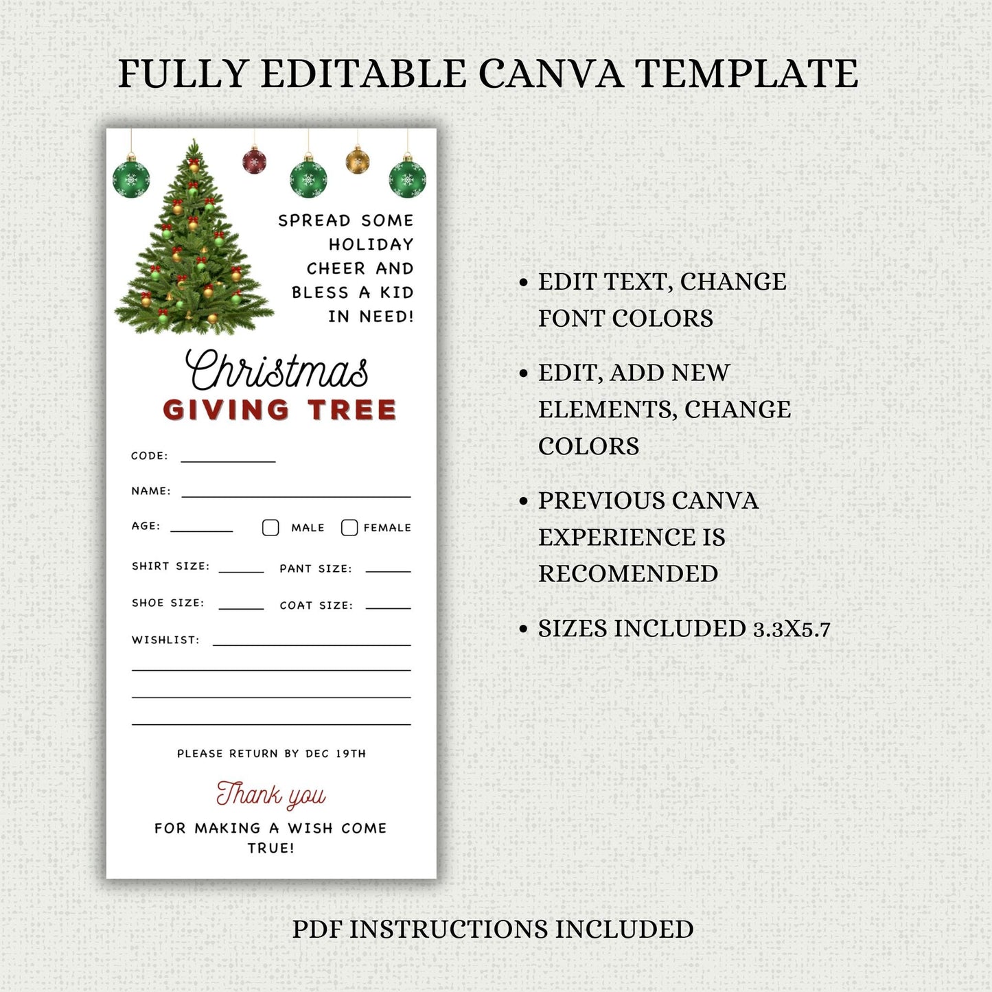 Christmas Giving Tree Tag Template