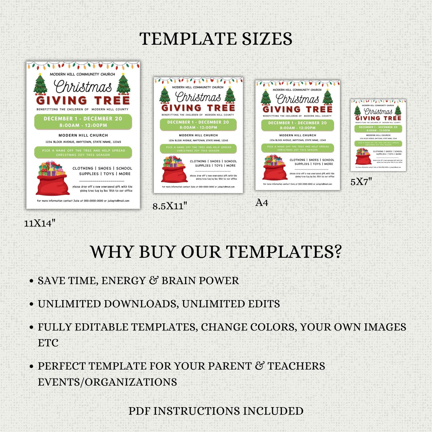 Christmas Giving Tree Fundraiser Flyer & Tags Template