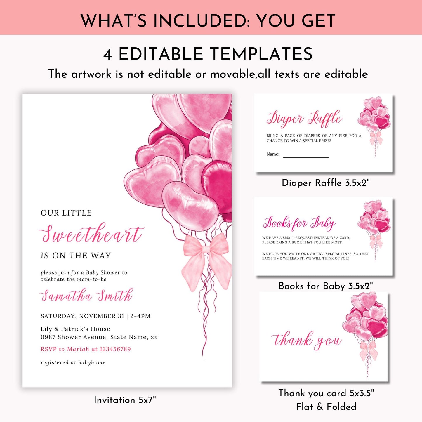 Valentine's Day Baby Shower Invitation Bundle