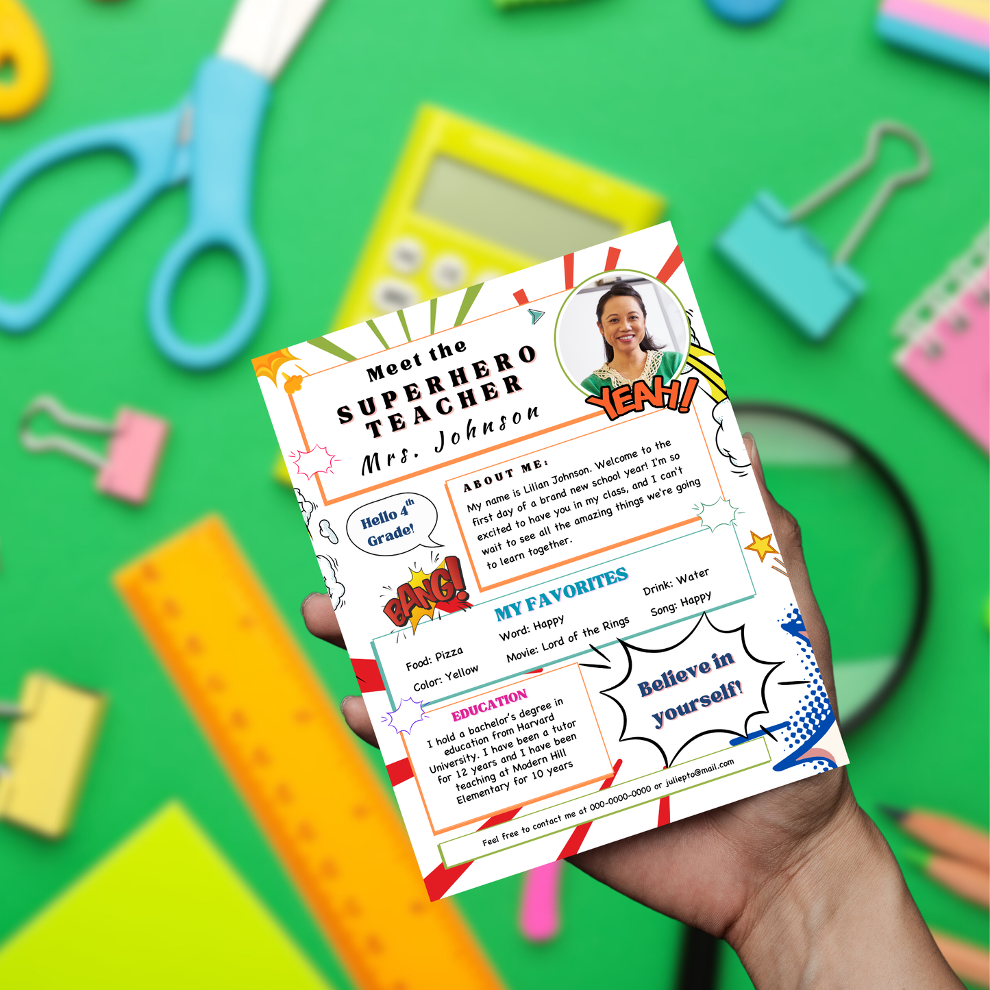 Meet your Teacher Template - Superhero