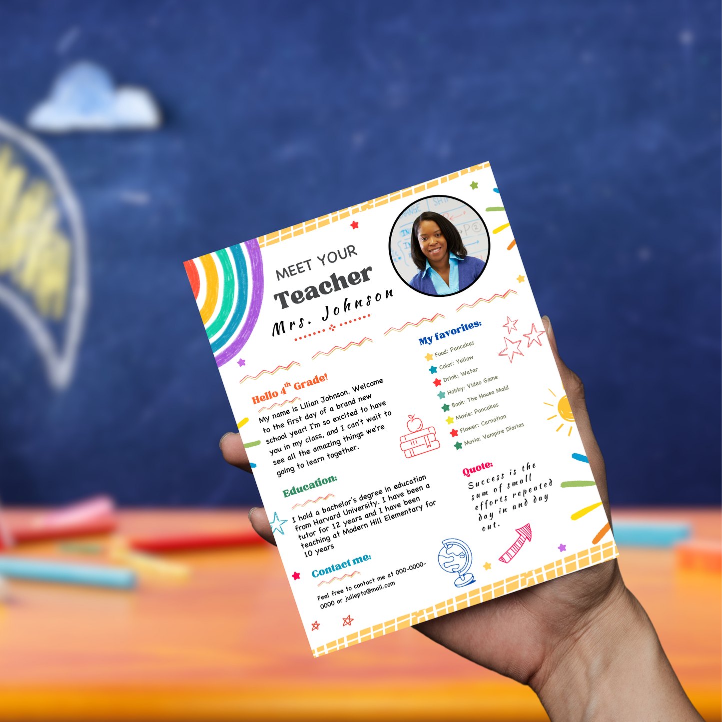 Meet your Teacher Template - Rainbow