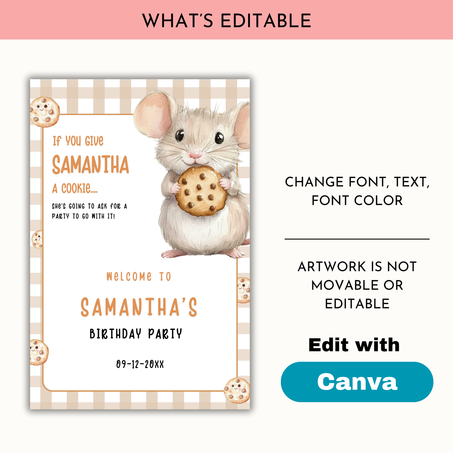 Mouse & Cookie 1st Birthday Welcome Sign