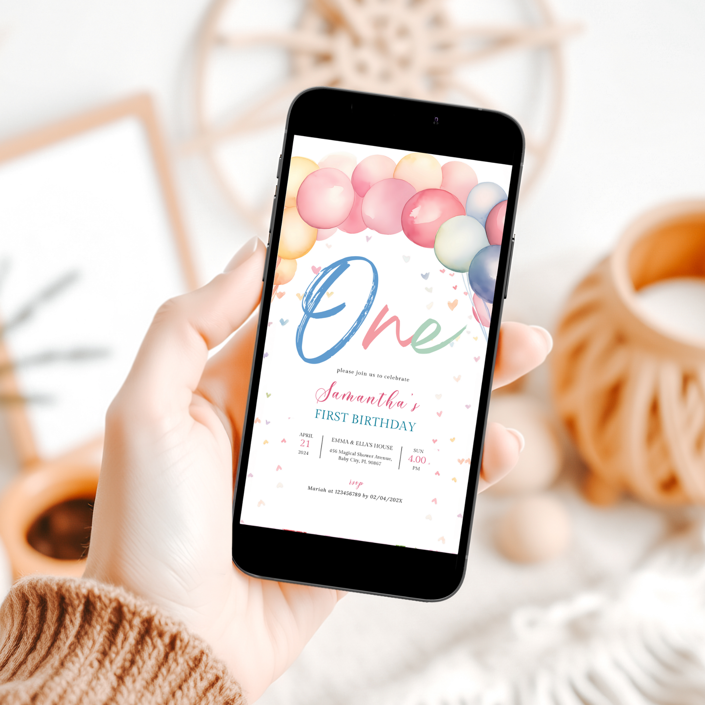 Pastel Rainbow Birthday Invitation