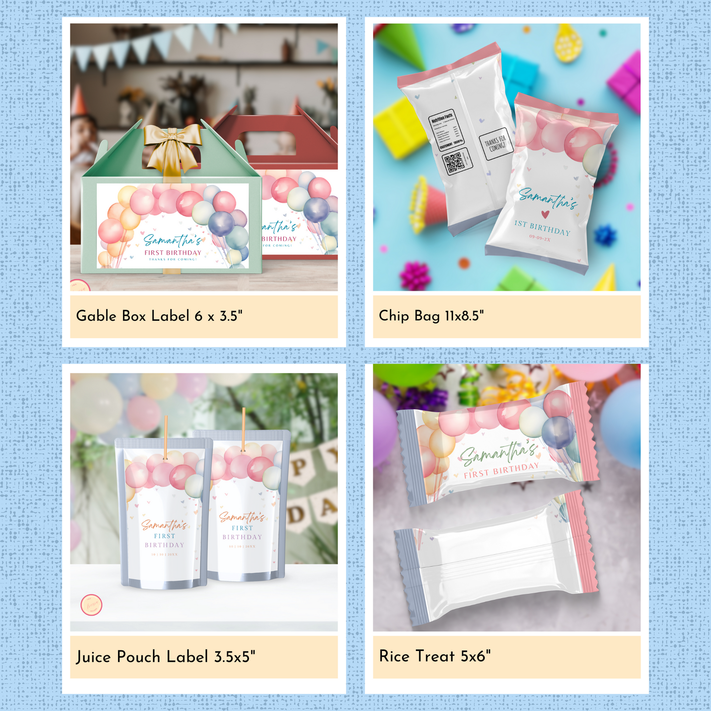 Pastel Rainbow 1st Birthday Template Bundle