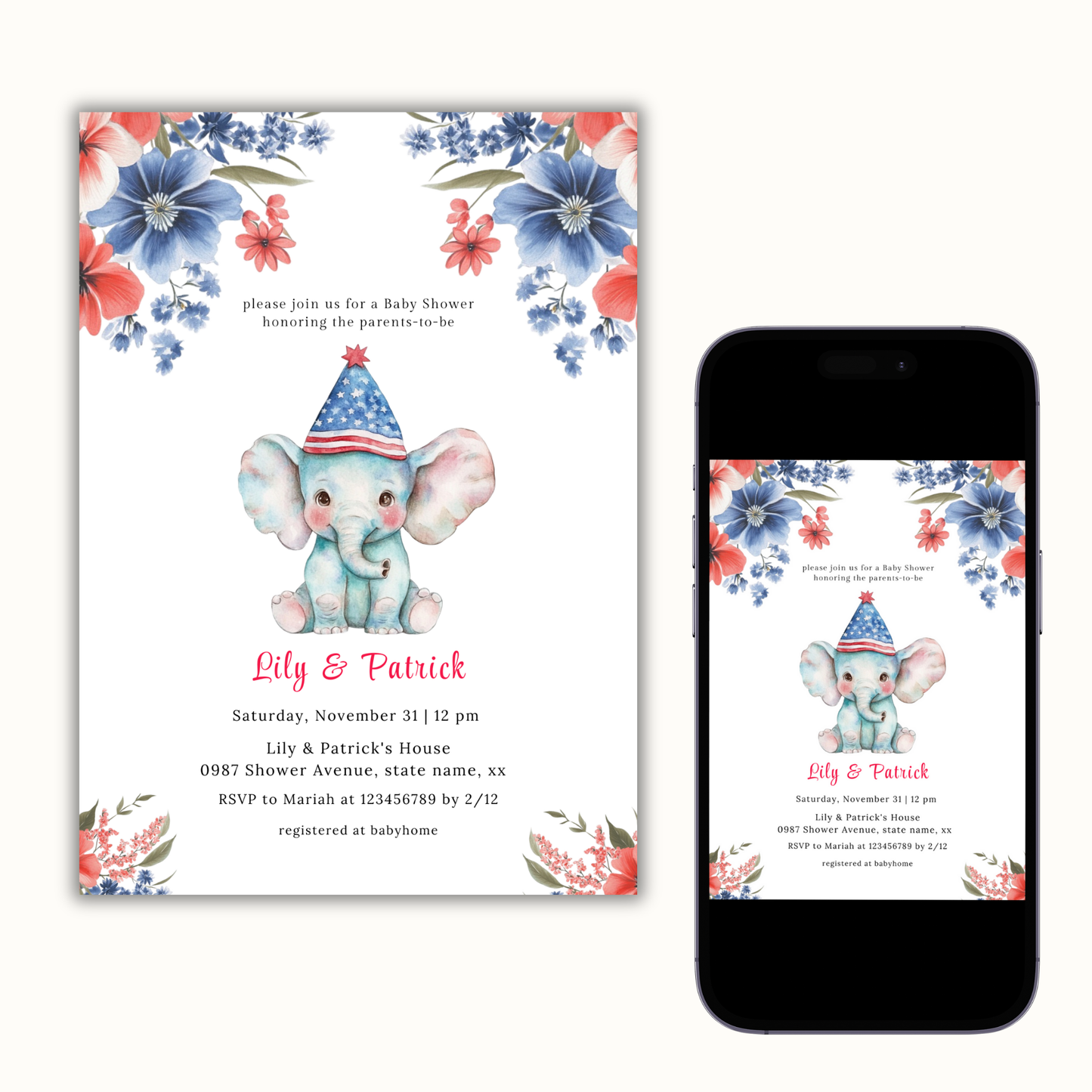 Patriotic Baby Shower Invitation Template