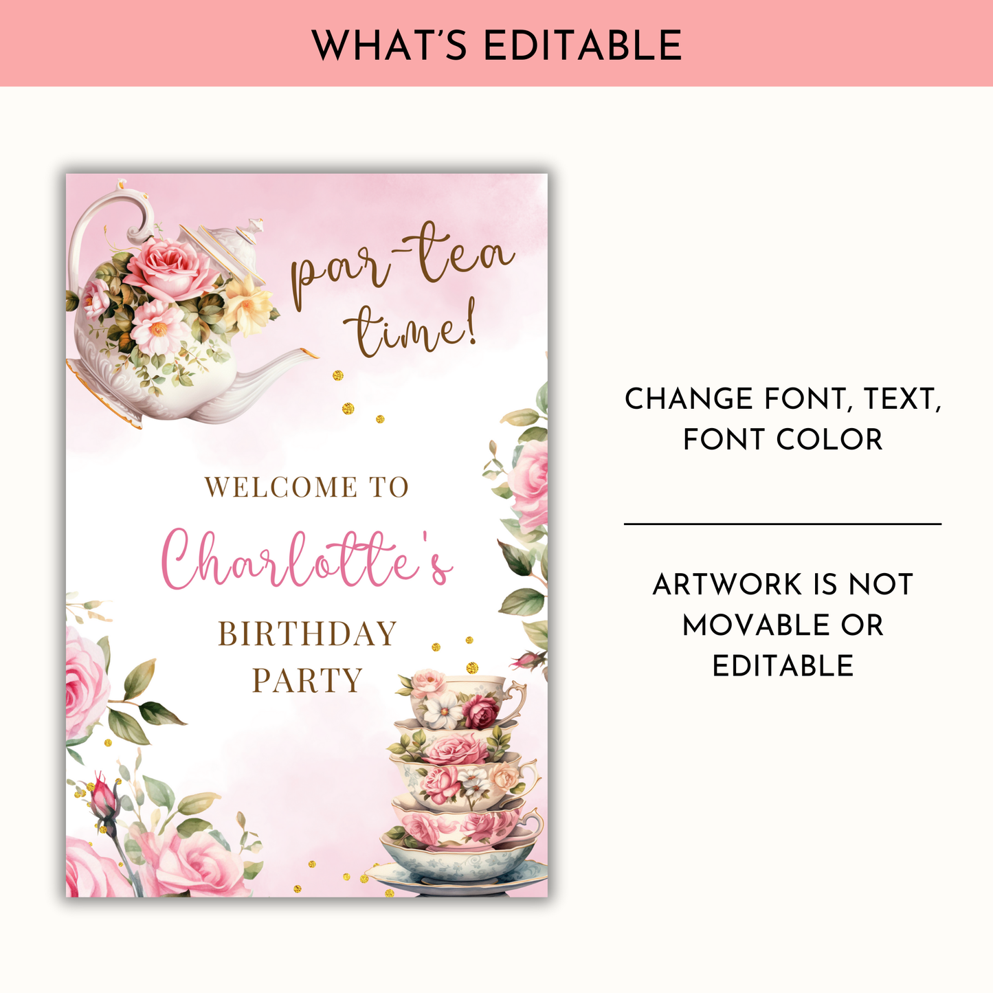 Tea Party Welcome sign