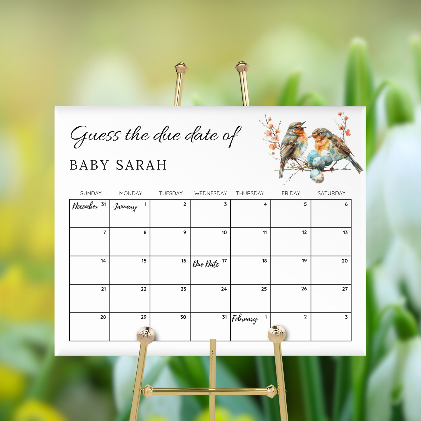 Nesting Baby Shower Due Date Game
