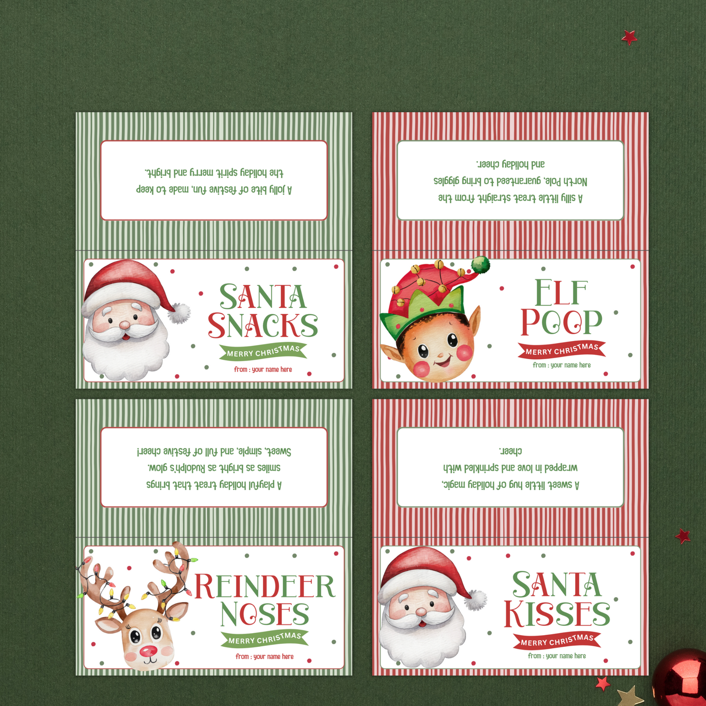 Christmas Treat Bag Toppers Set | Editable