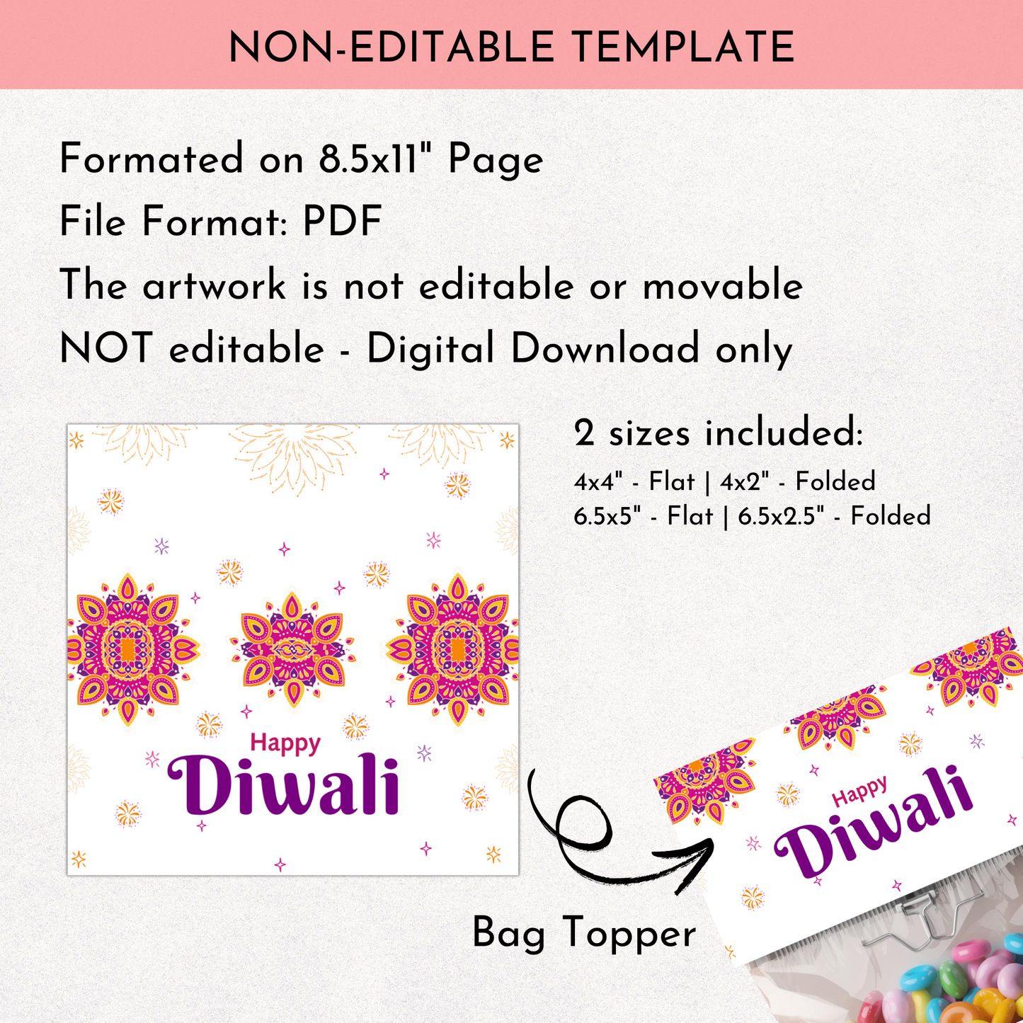 Diwali Treat Bag Topper