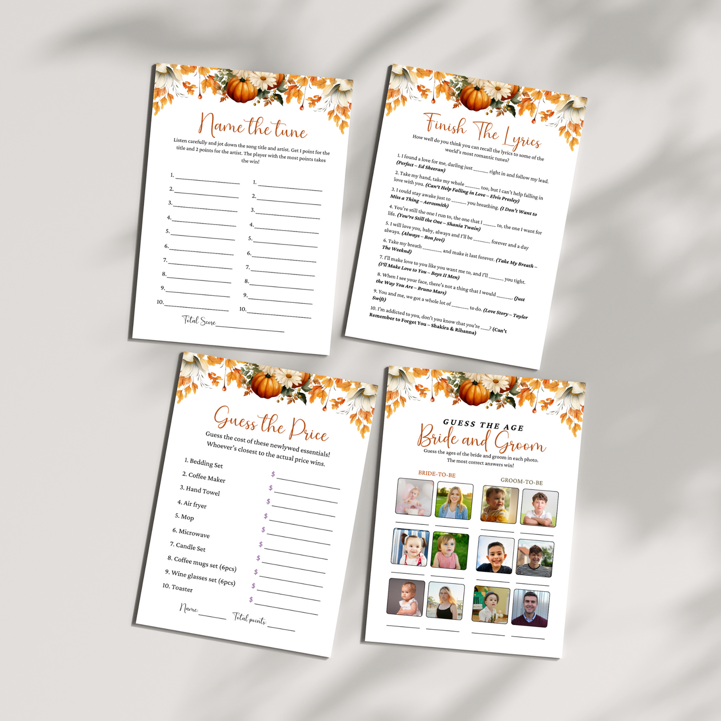 Fall Bridal Shower Games #2