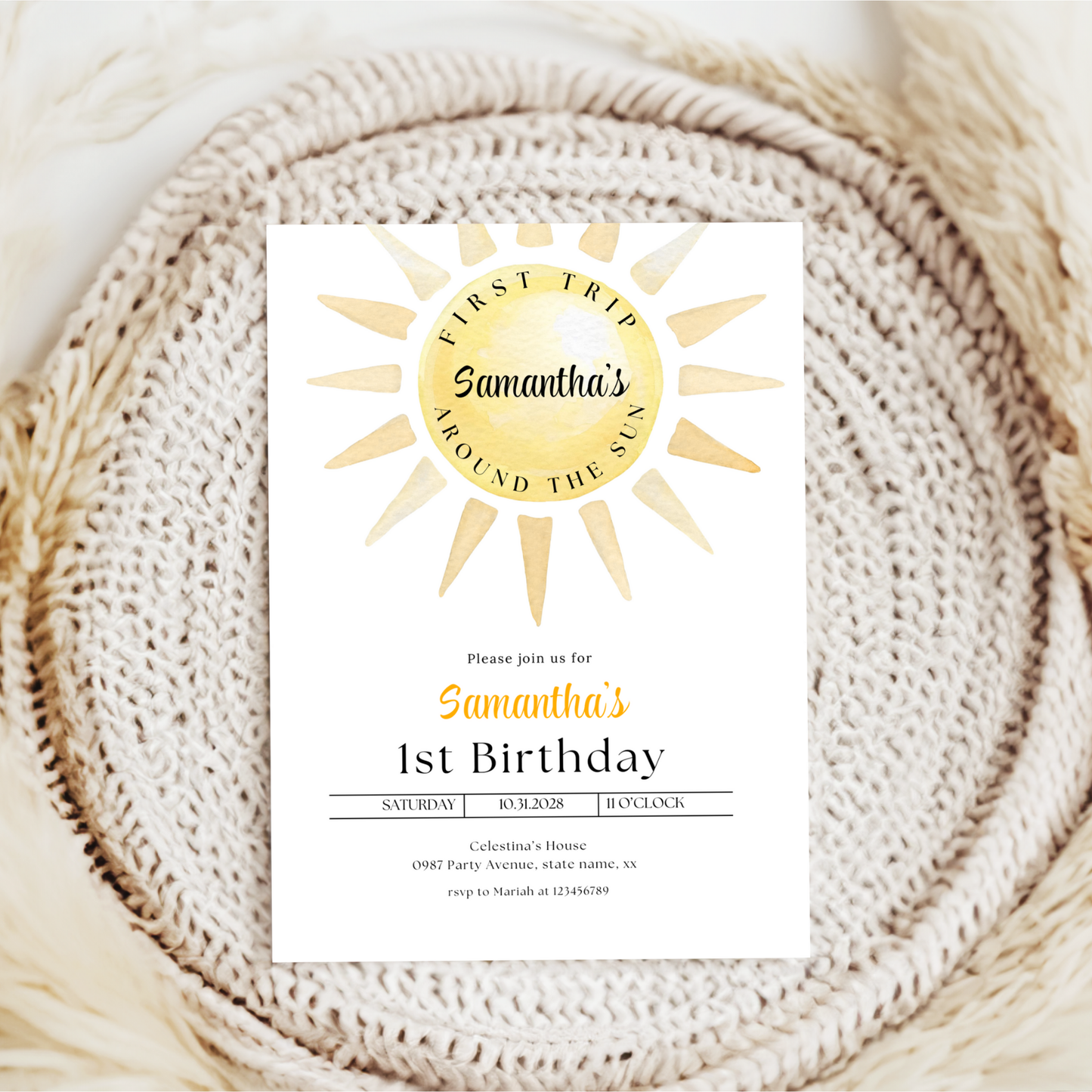 First Trip Around the Sun Invitation