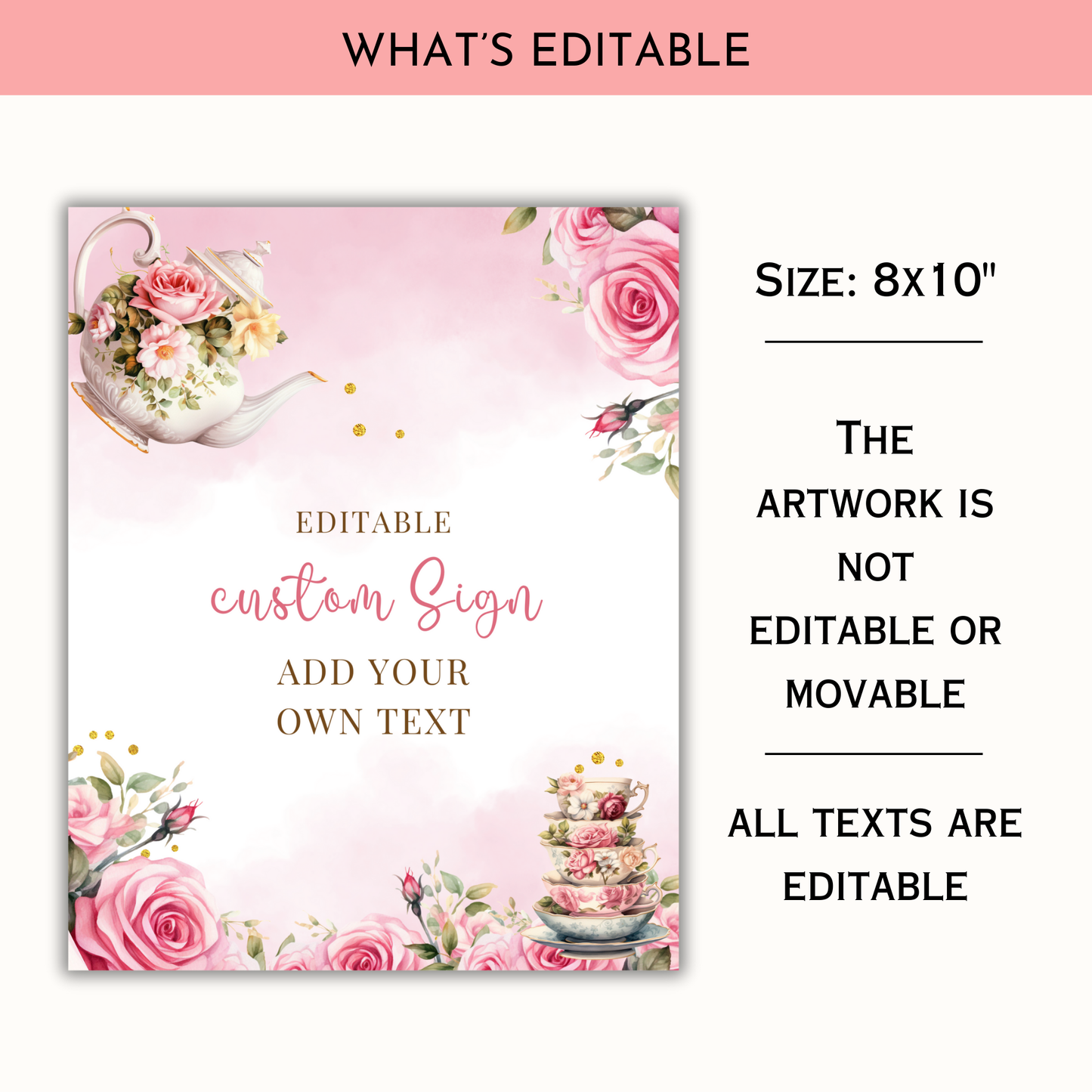 Editable Tea Party Table Sign