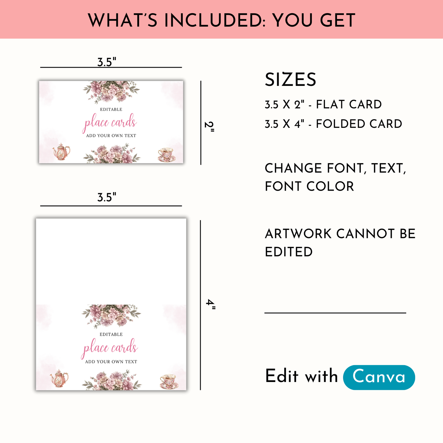 Time for Tea Place Card Template