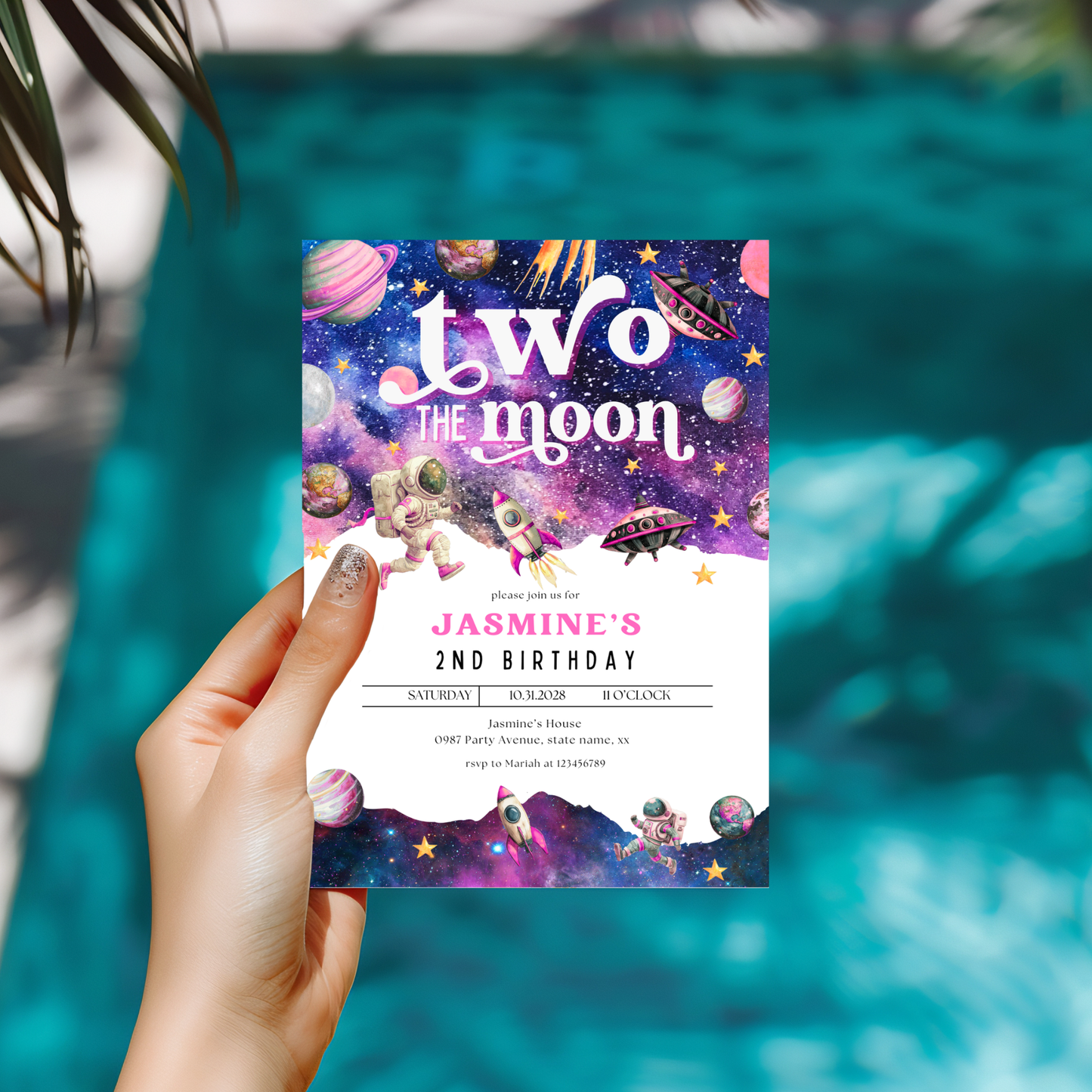 Two The Moon Invitation | Pink