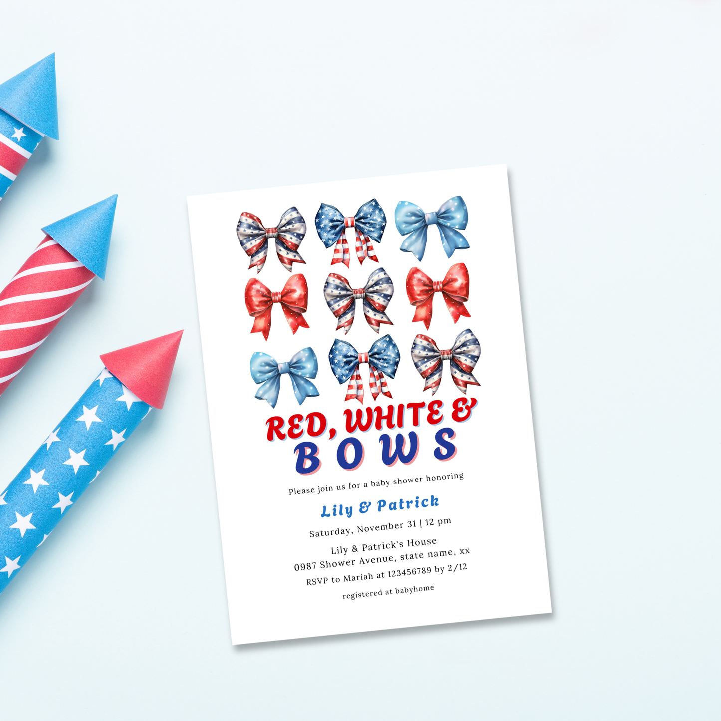 Patriotic Baby Shower Invitation Bundle